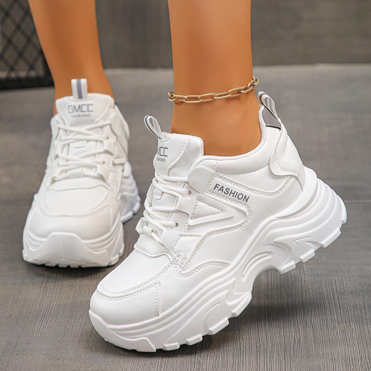 

Fashion Women s Height Increasing Chunky Sneakers White Black Platform Sports Shoes for Women Plus Size 42 Thick Bottom Vulcanized Shoes 42 белый