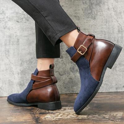 New Luxury Mens Boots Buckle Strap Shoes Vintage Fashion Ankle Boots Casual Men Comfortable Dress Shoes Suede Leather Boots Men