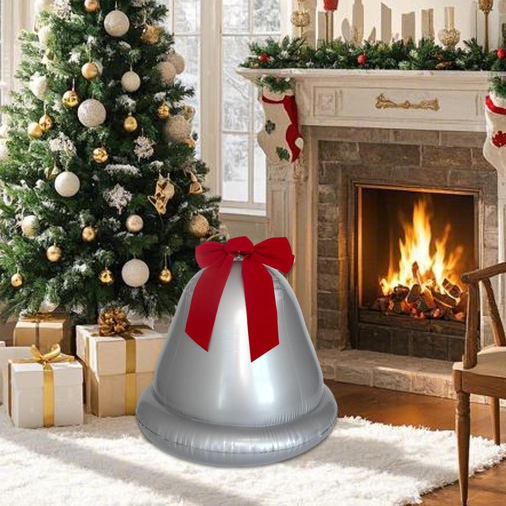 Giant Inflatable Christmas Balls Large PVC Christmas Bell With Bow Home Decor Lawn Ornaments For Indoor Outdoor Office Pathway