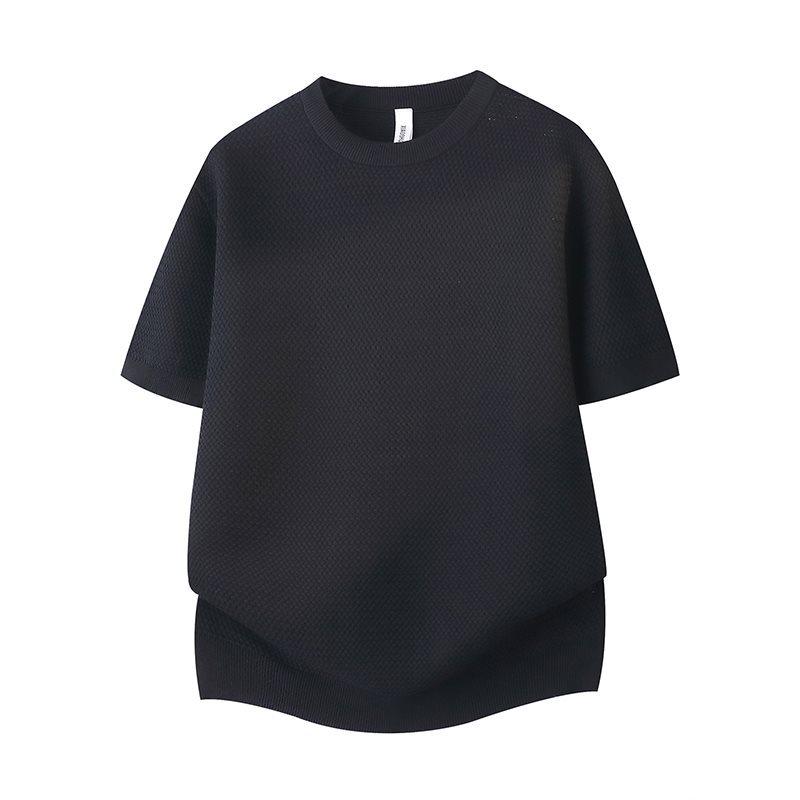 2026 Men's Luxury Ice Silk Short Sleeve T-shirt - Summer, High-end Texture, Round Neck