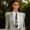 Friendly Polyester Necktie Imitation Pearls Detailing Business Meeting Accessory Comfortable Wear for Costume Parties