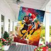 1pc, Horse Racing Polyester Garden Flag Double-Sided, Outdoor Lawn & Yard Decor, No Electricity Needed, Vibrant Racing Scene Design
