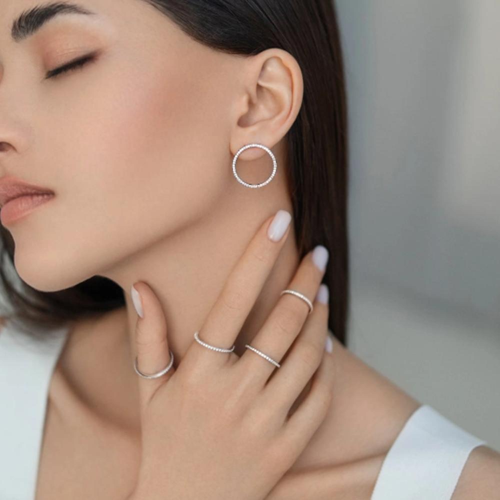 ANDYWEN Prata de Lei 925 Ouro Círculo Grande Zircônia Cúbica Cravejada Brinco Clipe Joalheria Fina de Luxo Cristal Redondo Mulheres Clipes Joias