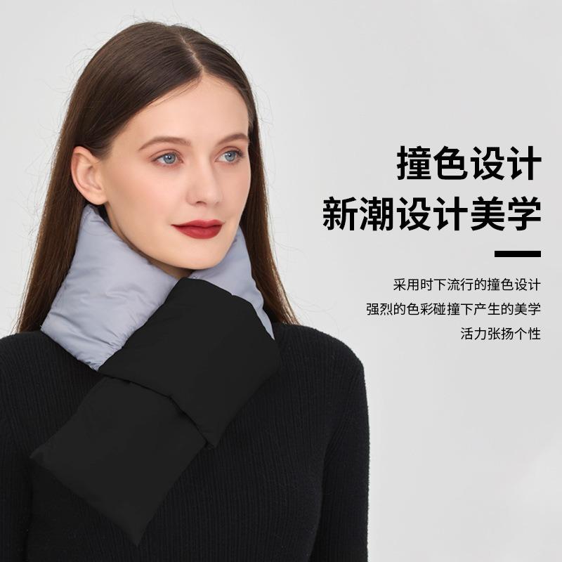 Winter color matching scarf to keep warm men and women's high-end sense fashion scarf down cloth trend thickened versatile scarf