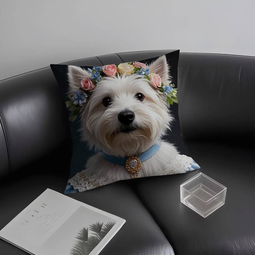 West Highland White Terrier Pillow Case  Plush Fabric Soft  Pillowcase Double Sided Print Cushion Cover Household Gifts