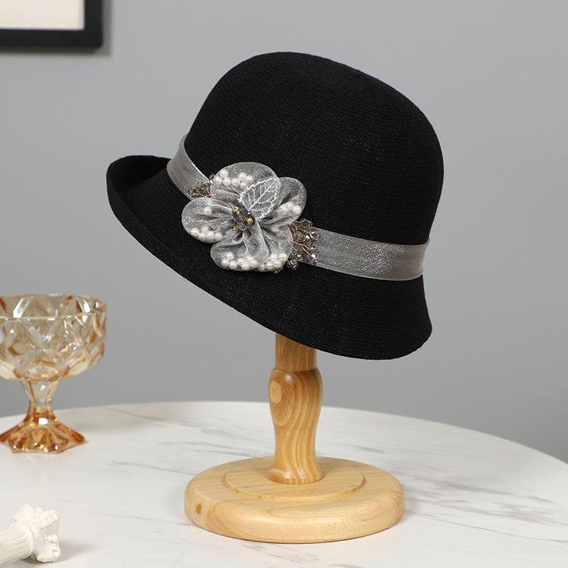 British retro crimped small edge top hat women's fashion face covering sunscreen basin hat spring and summer travel breathable sun hat