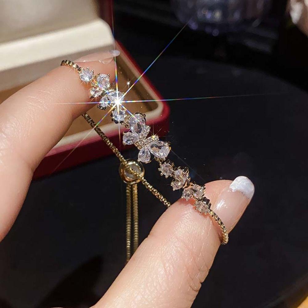 Adjustable Rhinestone Bracelet Hand  Jewelry Vintage Zircon Bangles  Gift