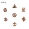7 Pcs  Copper Gear Wheel Metal Dice Hollow Metal Polyhedral Dice Set Suitable for Role-Playing RPG  Board Game Card Game