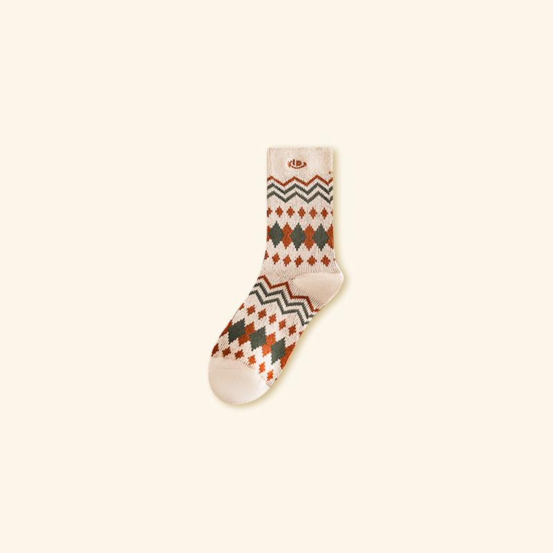 

Women s Retro Ethnic Mid-Calf Pure Cotton Socks for Autumn/Winter, Perfect with Martin Boots One Size