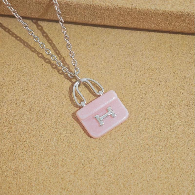 Premium Pink Bag Necklace Women S Kangkang Bag Pendant Light Luxury Premium Clavicle Chain