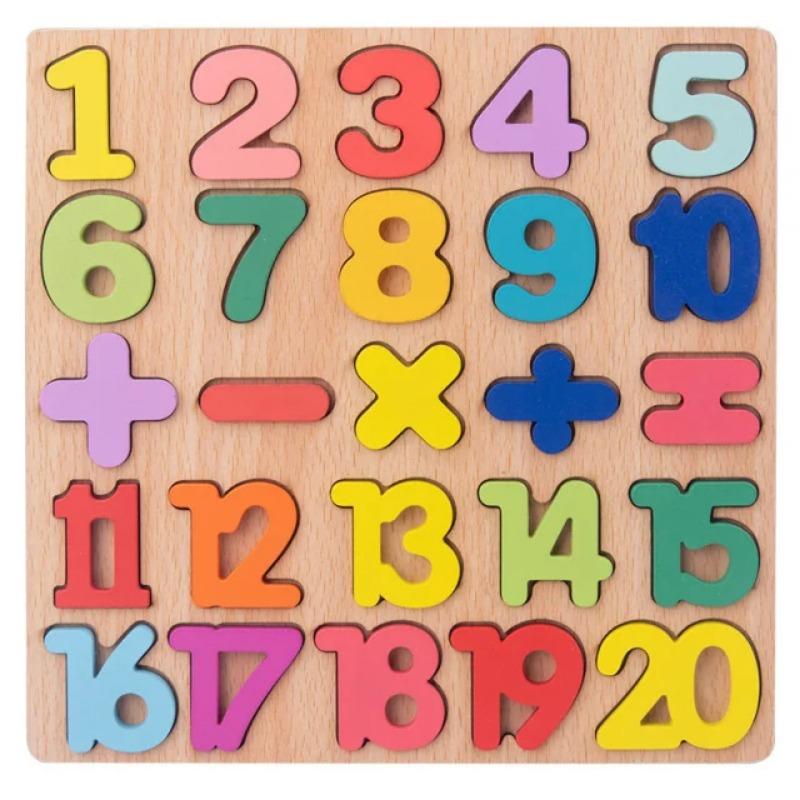 Wooden Puzzles for Toddlers Montessori Baby Learning Alphabet Number Shape Puzzle Toys Kids Educational Matching Board Wood Game