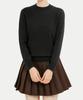 Keulleiseu 100% Wool Basic Knit Sweater_Beige