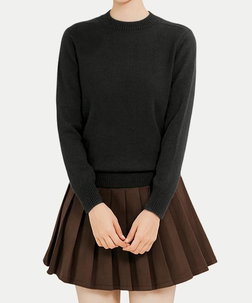 Keulleiseu 100% Wool Basic Knit Sweater_Beige