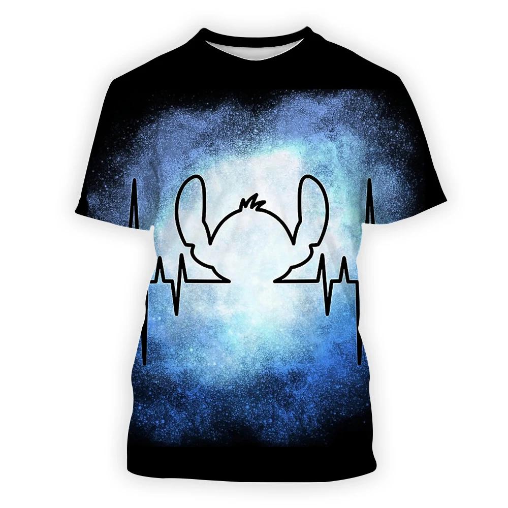 2024 Disney Anime Lilo Stitch 3D potisk Tričko Dětské Topy Tričko Dámské Pánské Unisex Letní Krátký Rukáv Trička