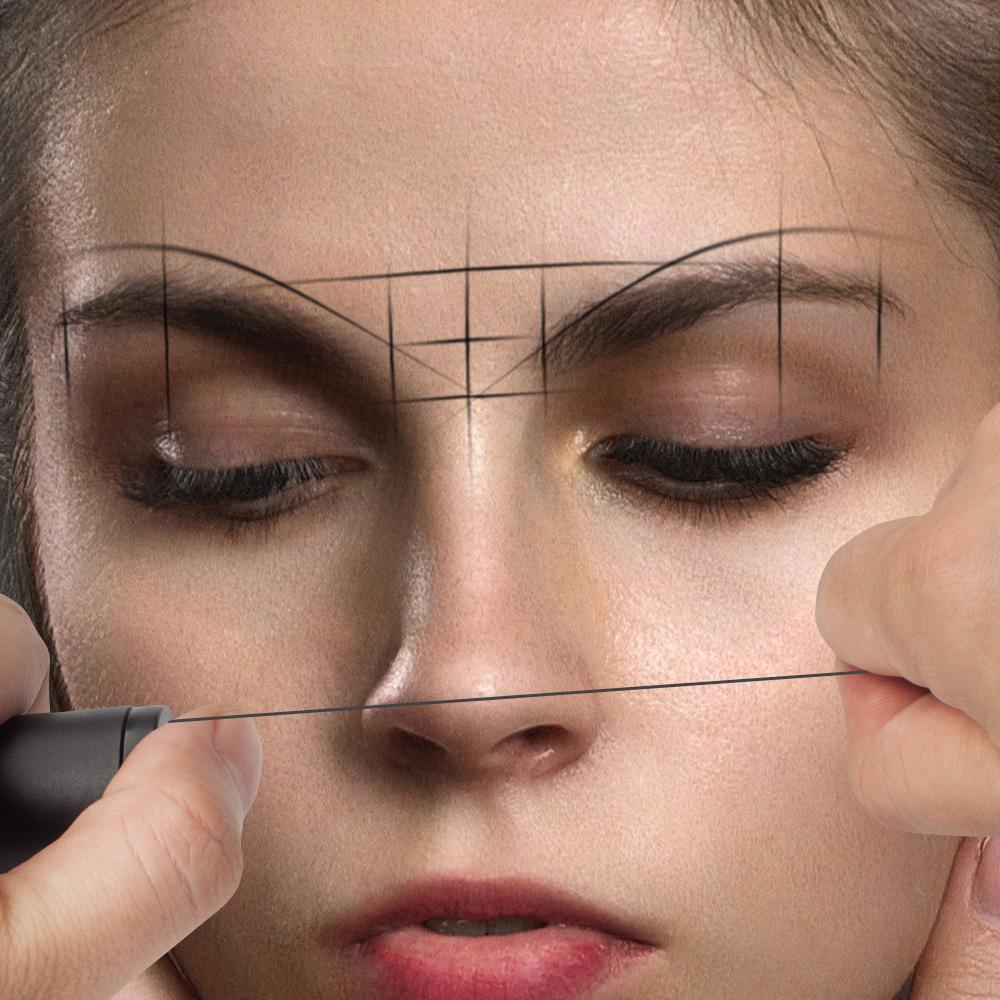 Vorgestempelte 20M Microblading Mapping Fadenflasche Augenbrauenfaden Brows Marker Linie Weiß Permanent Make-up Tattoo Färbewerkzeug