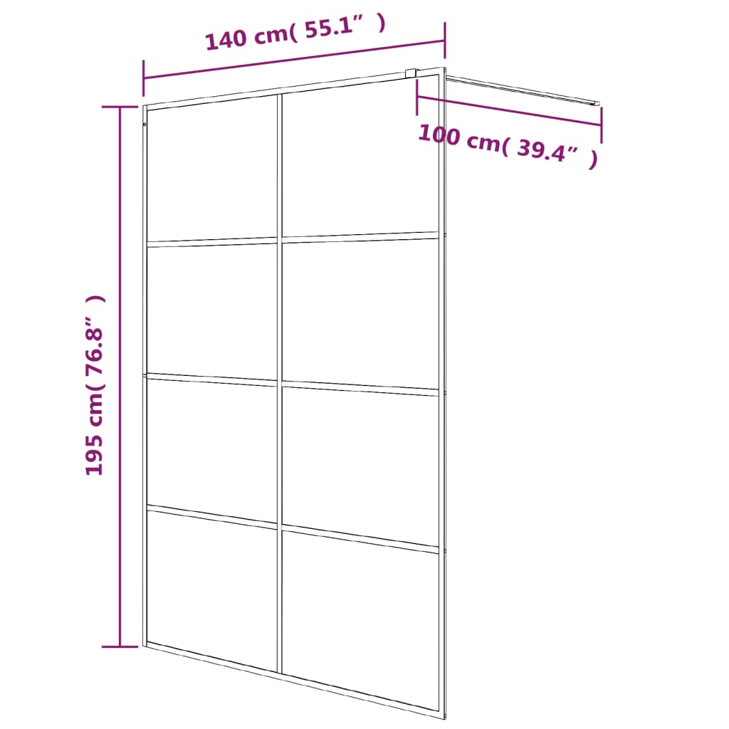 Vidaxl Shower Wall, White, 140X195 Cm, Transparent ESG Glass