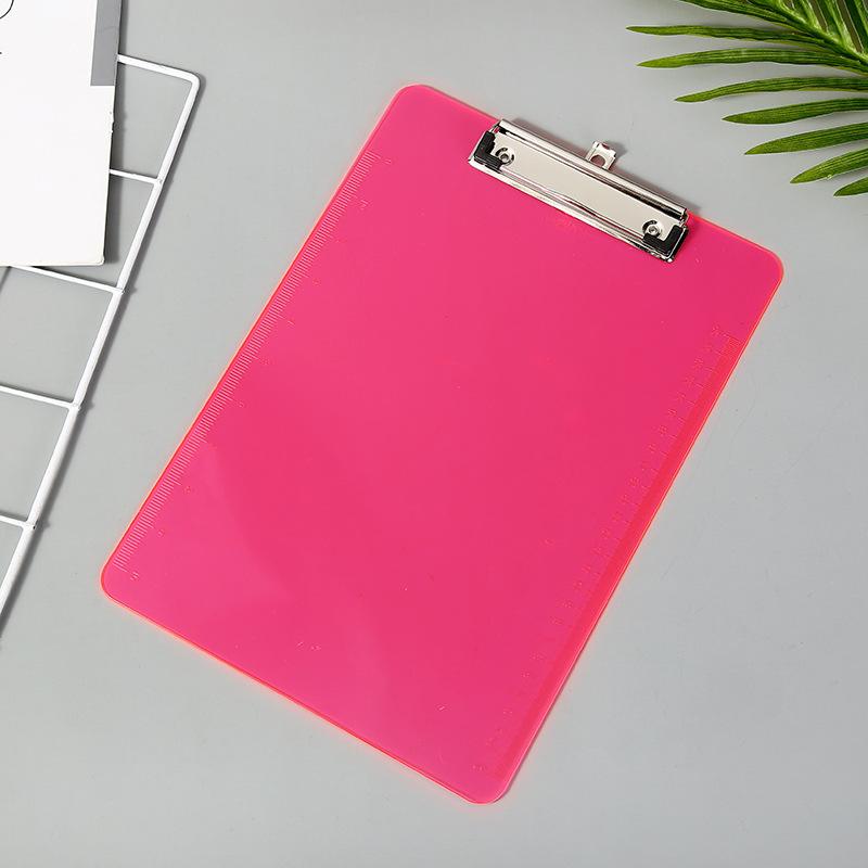 A4 Clear Colored Plastic Scale Clipboard Student Writing Board Artist Paint Pad Copying Plate Office School Folder Clip Mat Gift