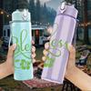 1PC Blessed Green Cursive Letter Print 750ml Color Plastic Sports Water Bottle Leakproof Flip Straw Lid Suitable for Sports Office Home Use