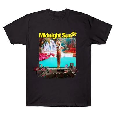 Zara Larsson Midnight Sun Albumaffisch Grafiskt Tryck T-shirt Dam Herr Rundhalsad Streetwear Hip Hop T-shirts Lös Avslappnad Överdimensionerad Topp
