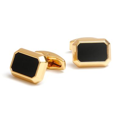 Gemelli da uomo rettangolari minimalisti, oro e neri 