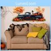 Halloween Motorcar Skeleton Pumpkin Wall Decal With Pvc Material For Living Room Decor