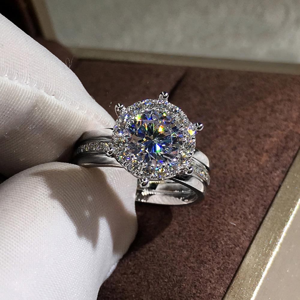 Classic 4 Claws Design Bridal Engagement Wedding Rings AAA Dazzling Cubic Zirconia Hot Sale Timeless Style Female Jewelry
