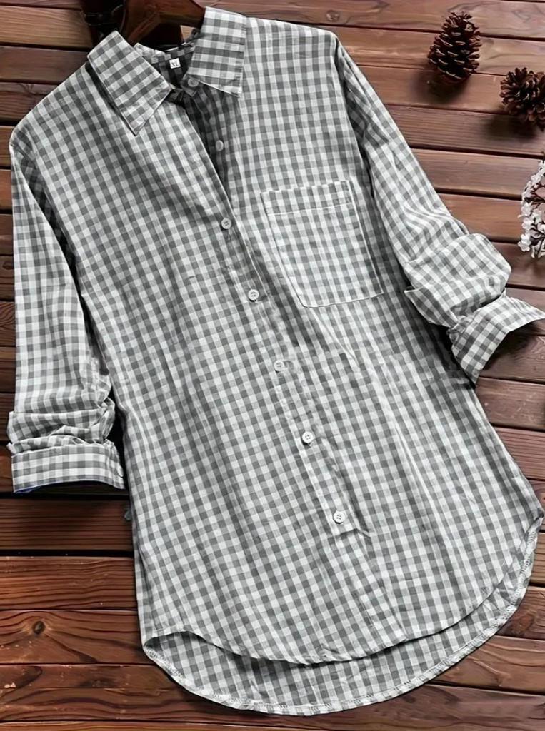 Retro Plaid Lapel Long Sleeve Shirt In Stock (2026)