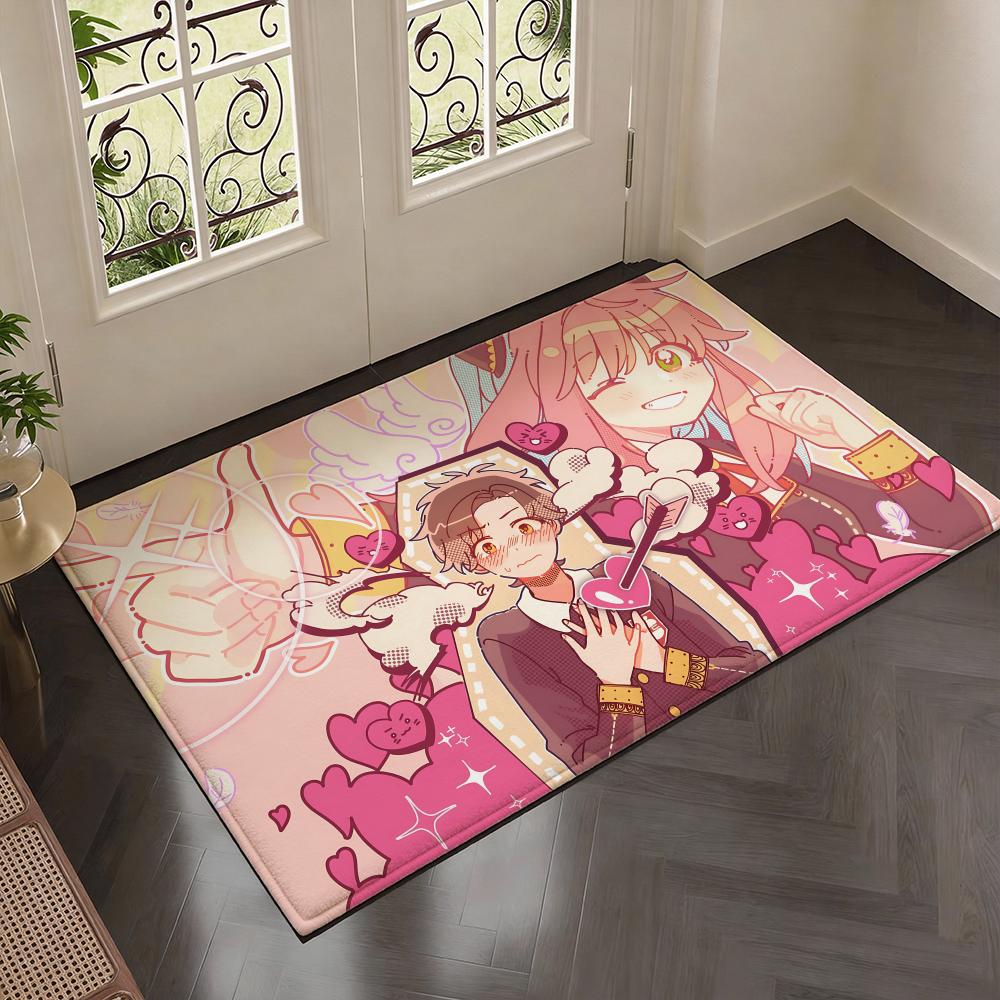 Cute Hot Anime S-Spy X Familys Floor Mat Soft Thickened Flannel Door Mat Non-Slip Living Room Rug Home Decor