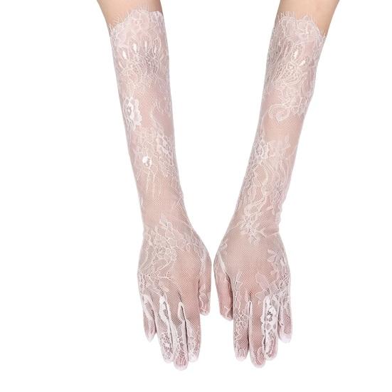 Bridal Lace Gloves Women Lace Arm Sleeves Elegant Long Gloves Fingerless or Five-Finger Gloves for Wedding Prom Tea Party