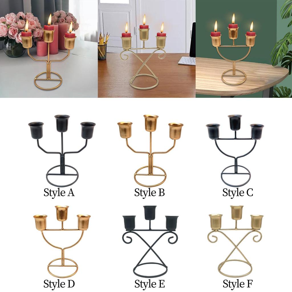 3 Arms Candle Holder Iron Modern Creative Candleholder Centerpiece for Party Living Room Holiday Dining Table Decoration