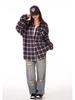 Women's Retro Pink Plaid Long-Sleeve Shirt - Trendy Autumn/Winter Design