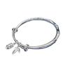 Sterling Silver Auspicious Clouds Bamboo Bangle - Chinese Style Open Bracelet Gift for Women