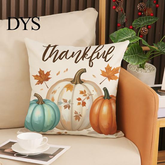 Autumnal Living Room Decor Fall Thanksgiving Throw Pillow Covers, Pumpkin Maple Leaf Cushion Cases, Autumn Washable Zippered Cases Harvest Decorative