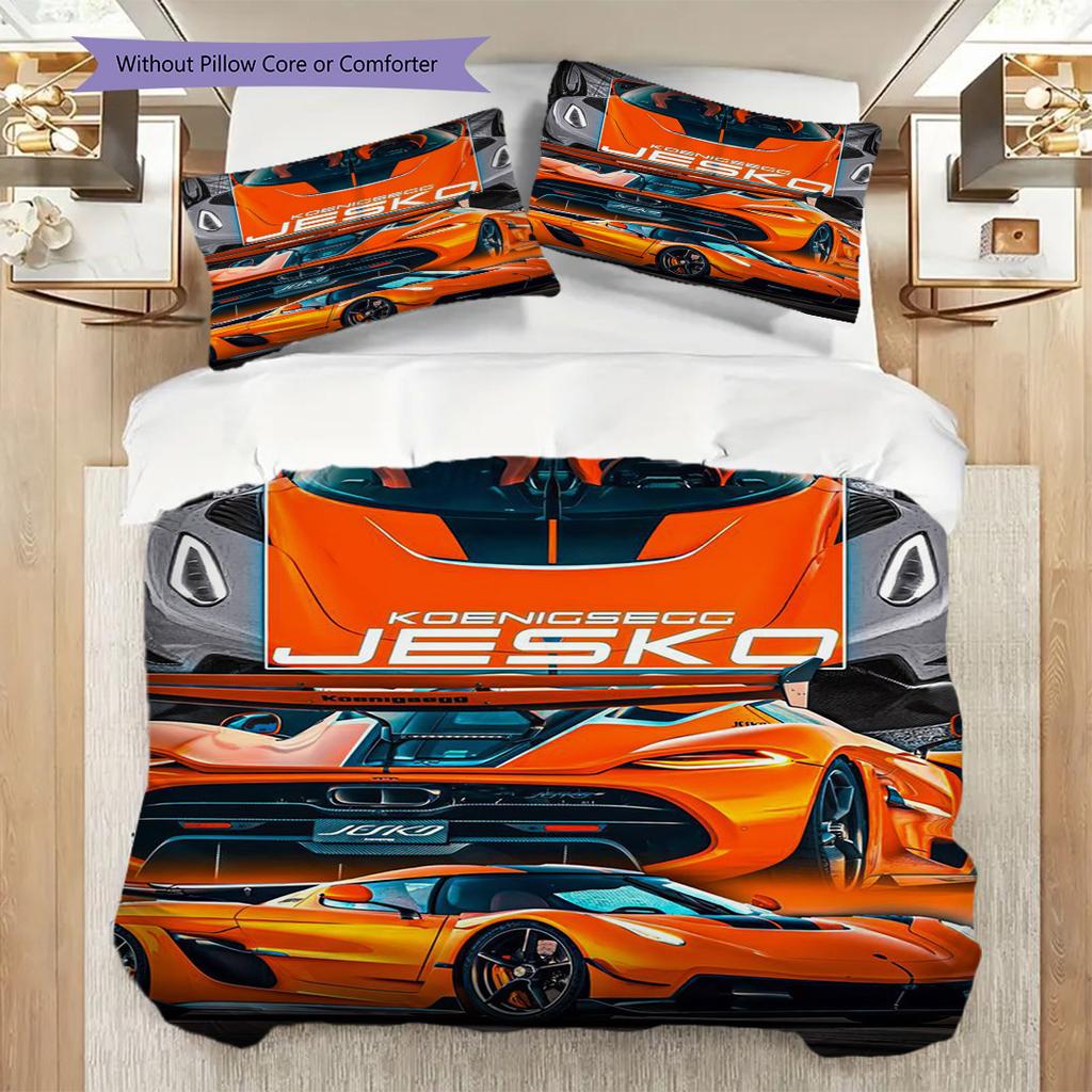 Koenigsegg Jesko Elegance Set a tre pezzi (1 * copripiumino + 2 * federa, senza nucleo) Copripiumino e federa 2D piatti Morbidi e comodi