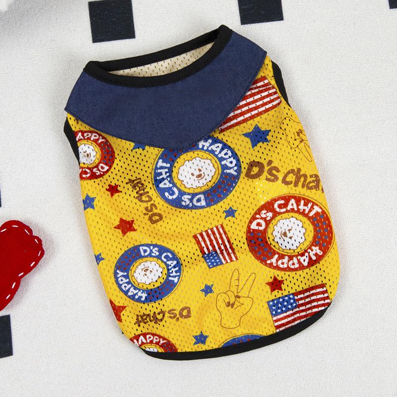 

Mesh breathable pet vest than bear small puppy cat dog clothes summer thin XL жёлтый