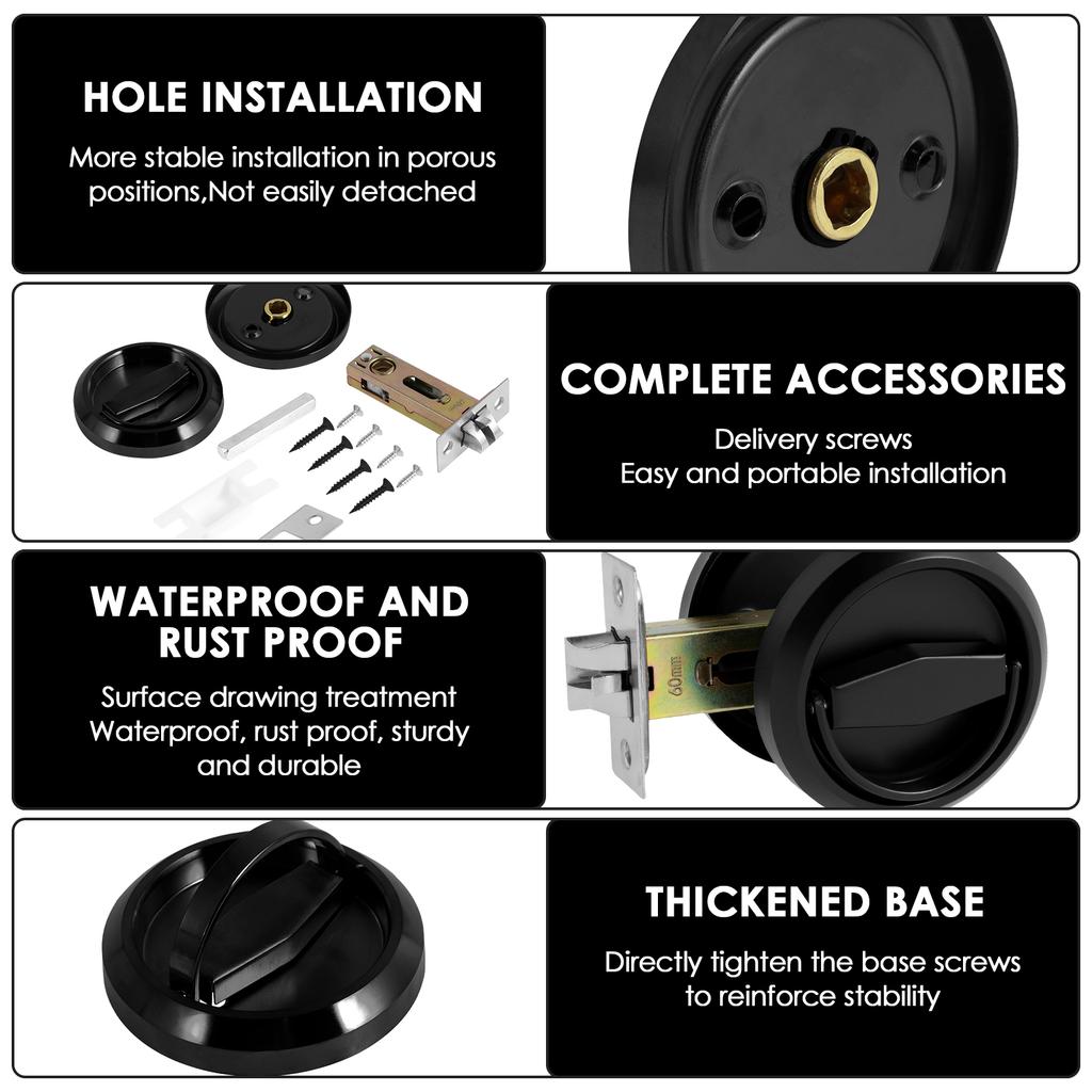 New Recessed Door Lock 304 Stainless Steel Hidden Recessed Cup Door Handle Keyless Recessed Door Pull for Bathroom Bedroom