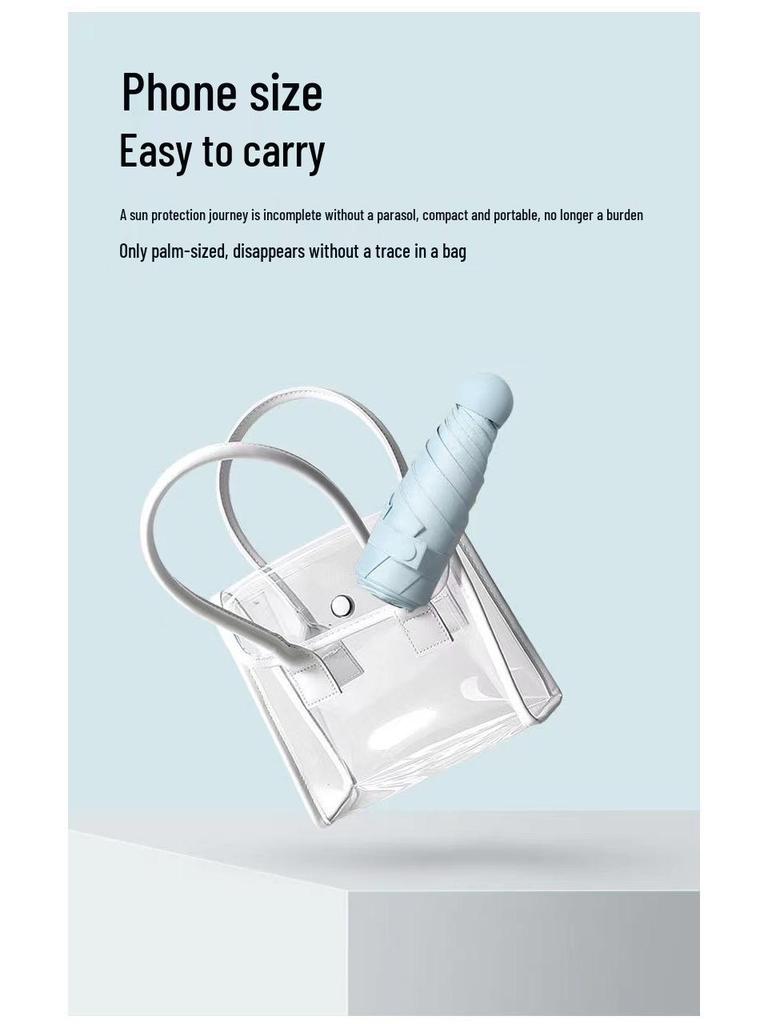 50% Off Dual-Use Mini Pocket Umbrella: Lightweight Sunshade & Rain Protection with Black Glue; Ideal for Sun Protection & Customization