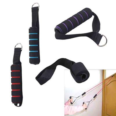 Multi-purpose D-ring Spring Pull Rope Cable Bar Elastic String Foam Handle Fitness Equipment with Stiffness Nylon Belt 1PC