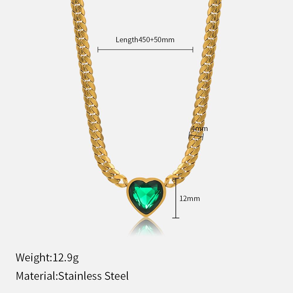 Fashion Temperament Love Stainless Steel Bracelet Necklace Set Internet Celebrity Popular Diamond-encrusted Peach Heart Jewelry Ladies Tide
