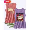 Follow a Specific Direction Two-piece Women's Vest Set Funny Cat Doodle Print Elegant Summer Party Outfits Sleeveless Vest Essential Fashion Items