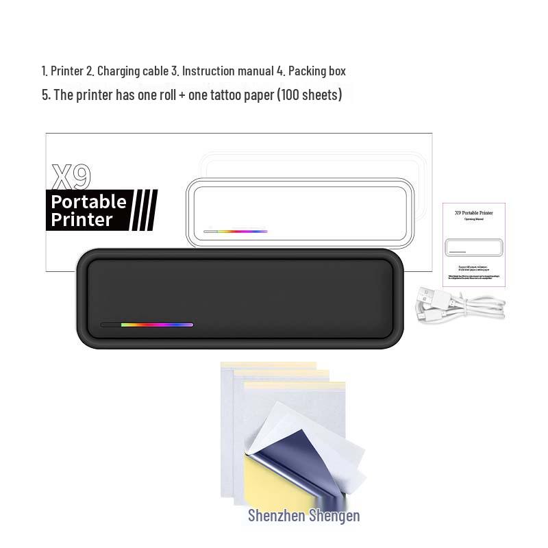 A4 Inkless Bluetooth Thermal Mini Printer for Tattoos, Documents, Photos, Office Labels.