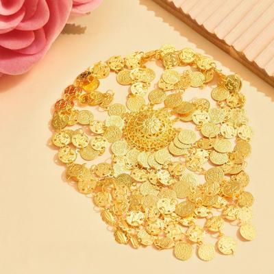 Metallisches Haaraccessoire Retro Münzquasten Design Kopfschmuck Retro Hofstil Übertriebenes Mehrlagiges Goldenes Kopfstück