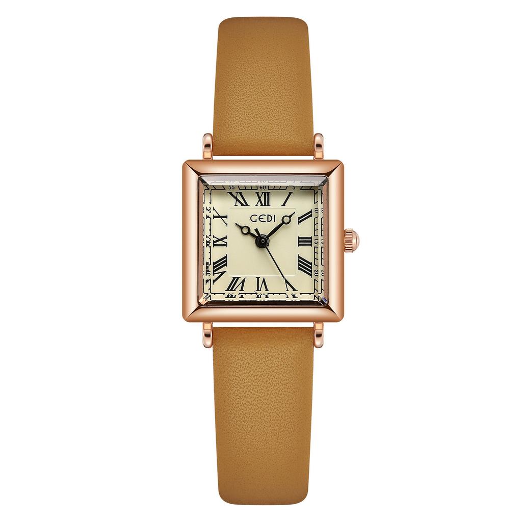 Student Vintage Watch Exquisite Small Square Disc Belt Watch Ladies Waterproof Quartz Watch