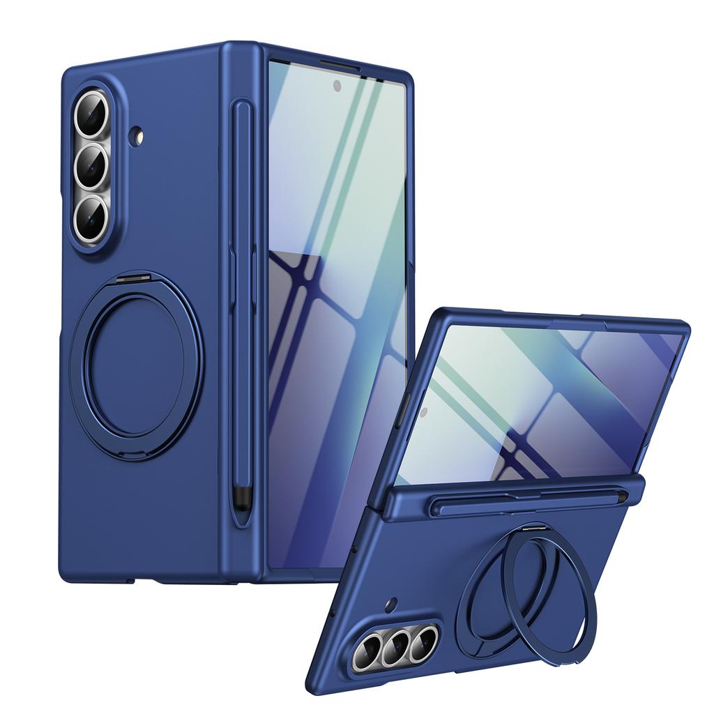 For Samsung Galaxy Z Fold 7 6 5 4 3 5G 360° Magnetic Bracket Phone Case with Screen Glass Film S Pen Slot Hinge Shockproof Cover