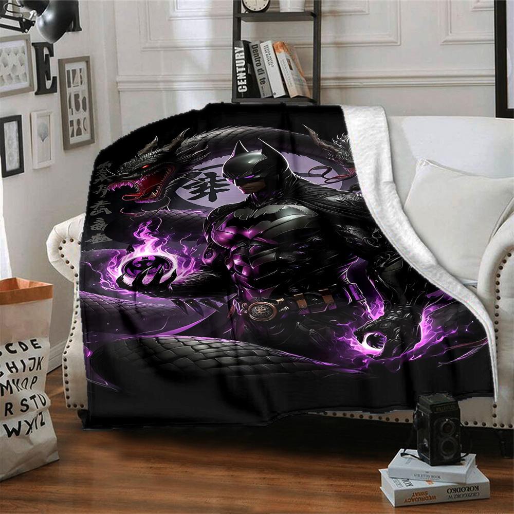 1pc Batman Dragon Flannel Blanket Soft Warm Throw for Home, Office, Travel, All Season Cozy Bedding Gift, Office