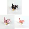 Wooden Handcrafted Carved Cat Figurine Cute Bell Desk Decor For Gifts And Home Office
