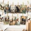 32pcs, vintage forest horse postcard, room decoration sticker, handbook material, souvenir, collectible and mailable