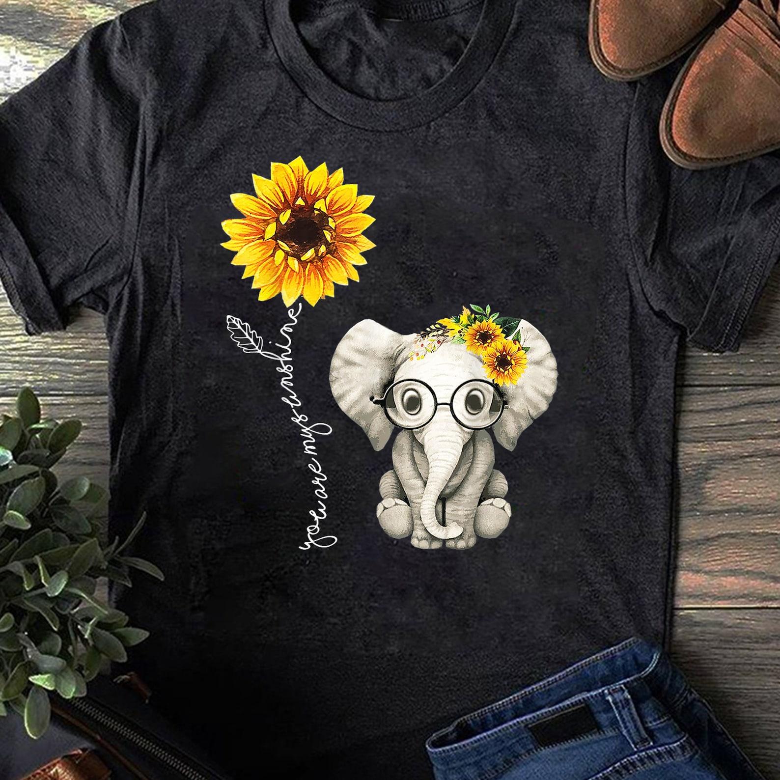 You Are My Sunshine Hippie Sunflower Elephant Gift Friend T-Shirt - Hippie Shirt, Hippie Soul Shirt, Peace Shirt, Hippie. M