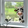 Double Sided Same Color 3D Cartoon Cow Peeking Out Static Cling Window Sticker Home Decor