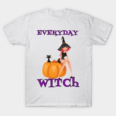 T-Shirt Damen Everyday Witch Happy Halloween Wicca Mysterium Magi Harajuku Print Kawaii T-Shirt Sommer Kurzarm Damen T-Shirt Top Tee